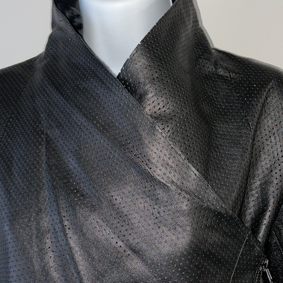 Osken black perforated leAther jacket - Picture 2 of 10